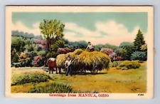 Mantua OH-Ohio, General Scenic Greetings, Hay Wagon, Antique Vintage Postcard