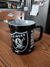 *Official NFL* Oakland Raiders 3D Coffee Mug 2000 Football Black Gray EUC