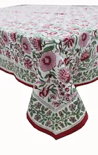 Indian Hand Block Print Tablecloth Kitchen Linen 100%Cotton Floral 150*220 cm