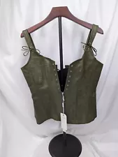 Charmian Womens Vintage Renaissance Lace Up Bustier Corset Olive Green 3XL