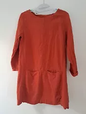 Seasalt St Agnes Clay Tunic Dress Orange Rust 8 10 Ramie Cotton Pockets SALE