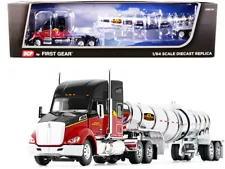 Kenworth T680 76" Mid-Roof Sleeper Cab Black and Red and Chrome Polar Deep Drop