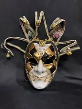 Full Face Music Venetian Theater Jester Joker Masquerade Mask Bells Mardi Gras