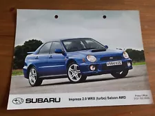 FOR SUBARU IMPREZA TURBO 2.0 WRX CAR SALES BROCHURE PHOTO X584 KOE