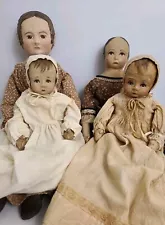 4 Vintage Izannah Walker Doll Lot Painted Cloth Antique Reproduction Dolls Baby