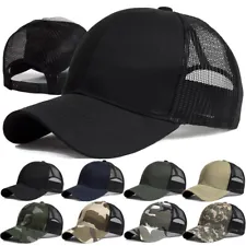 Plain Trucker Hat Mesh Back Snapback Baseball Cap Solid Visor Blank Caps Hats