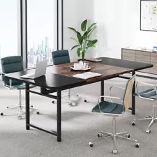 Tribesigns Conference Table 70.8" W X 35.4" D Heavy Duty Metal Frame Rustic