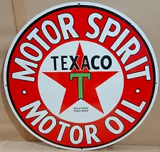 Texaco Motor Spirit Motor Oil Porcelain Enamel Metal Sign 30 x 30 Inches 1 side