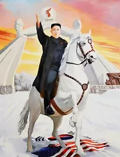 North KOREA Propaganda Poster On Canvas Print KIM JONG Poster Canvas Print