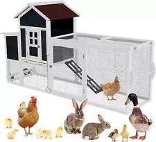 80'' Mobile Chicken Coop w/Wheels Hen House for 2-4 Chickens Wooden Poultry Cage