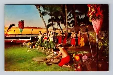 Honolulu HI-Hawaii, Sunset At Kona Inn, Souvenir, Antique Vintage Postcard