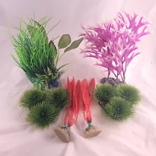 Artificial Aquarium Plants Lot of 6 Fish Tank Decorations Used