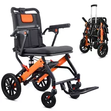 Upgraded Lightweight Transport Wheelchair for Adults, with Telescopic Handle