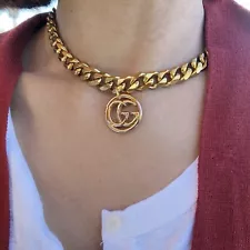 Gucci Repurposed Charm Choker Necklace Gold