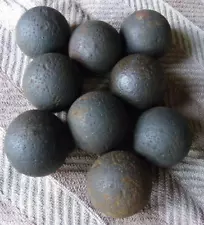 LOT OF 9 CIVIL WAR ERA CANNON BALLS - 2" IRON GRAPE SHOT - GETTYSBURG