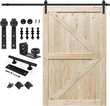 S&Z TOPHAND® 60 In. X 84 In. Unfinished British Brace Knotty Barn Door with 10FT