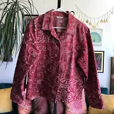 COLDWATER CREEK XL / 1X Wine Red Textured Western Paisley Bandana Print Jacket