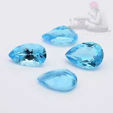 10x7mm Pear Cut Natural Swiss Blue Topaz loose Gemstone for sale 3 Piece