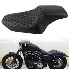 Driver Passenger Two Up Seat Black For Harley Sportster 883 1200 XL1200T Iron 48