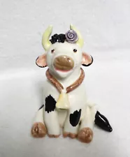 SALE-Vintage Amy Lacombe 2001 Whimsi Clay Black and White Cow Annaco Creations