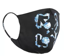 Off-White Floral Arrow Logo Adult Face Mask in Black Blue