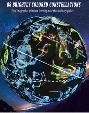 Illuminated world globe assembled metal 8 inches 360 rotation