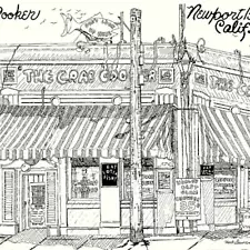 Newport Beach CA Crab Cooker Restaurant Postcard Illustrated Unposted Vintage