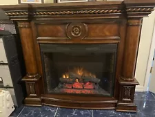 Flame Traditional Wood Chocolate Chateau Electric Corner Fireplace