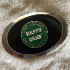 Vintage Happy Days Smokeless Tobacco Metal & Enamel Belt Buckle