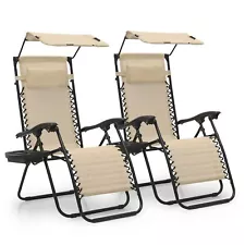 MoNiBloom Zero Gravity Chair Set of 2 with Canopy Shade Patio Folding Anti Gr...