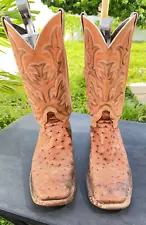 JUSTiN 8573 AQHA REMUDA BROWN FULL QUILL OSTRICH BOOTS SIZE 8.5 D