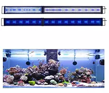 KZKR LED Aquarium Light 60-72" Adjustable Hood Lamp, Blue/White, 5-6ft 150-180cm