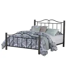 Hillsdale Dumont Metal Full Bed with Double Arched Scroll Design and Wood Posts,