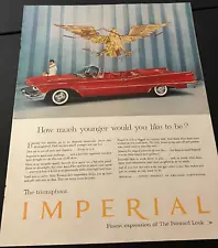 Red 1958 Chrysler Imperial Convertible - Vintage Original Print Ad / Wall Art