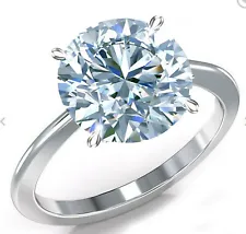 11.54 Ct Vvs1 Huge Round Blue White Moissanite Diamond Solitaire 925 Silver Ring