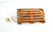 VINTAGE MINIATURE LOBSTER TRAP Wood Buoy Net Maine Souvenir Wooden Decoration