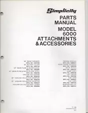 SIMPLICITY MOWER LAWN TRACTOR Model 6000 ATTACHMENTS & ACCESSORIES Parts Manual