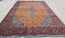 Authentic Hand Knotted Vintage Yamoud Wool Area Rug 9 x 6 Ft (3966 KAR)