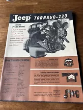 VINTAGE JEEP TORNADO-230 SALES INFO AND ENGINE CERTIFICATION SHEET 1962