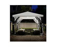 Ainfox 10x10ft Patio Gazebo w/ Solar LED Lights and Mosquito Netting