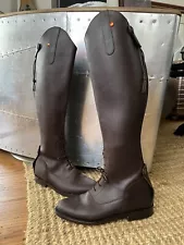 Equestrian Riding Hunting Tall Brown Handmade Leather Boots Zip Laces