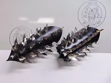 ABSU'S LEATHER DRAGON CLAW SPIKE GAUNTLETS. BLACK METAL (MDLG0370)