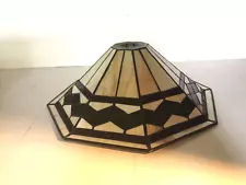 Leaded Stained Glass Panel Lamp Shade 14 inch Diameter