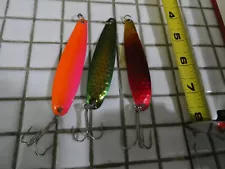 salmon trolling lures lot of 3 s s hot colors