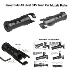 All Steel Quick Detach Twist On SKS Muzzle Brake US Seller