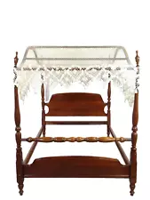 Cherry Double Size Four Poster Canopy Bed with Finials