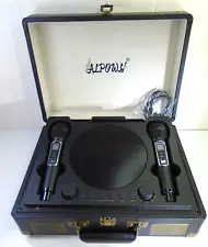 ALPOWL Suitcase Karaoke Machine System w/ Two Wireless Microphones & 30w Speaker