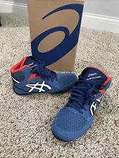 New! Asics Snapdown 3 Wrestling Shoes #1084A009 Blue/Red/White Youth Sz 1