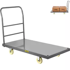 2000lbs Steel Platform Truck 47"x24"x32" Hand Push Flat Cart 2 Casters w/ Brake