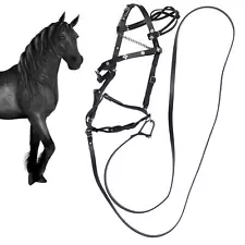 1*Horse Halters and Lead Ropes PU Leather Halter and Lead Ropes for Horses